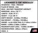 Lockheed Martin C-130 Hercules, 1/61 Scale 602 Piece Block Kit Technical Details