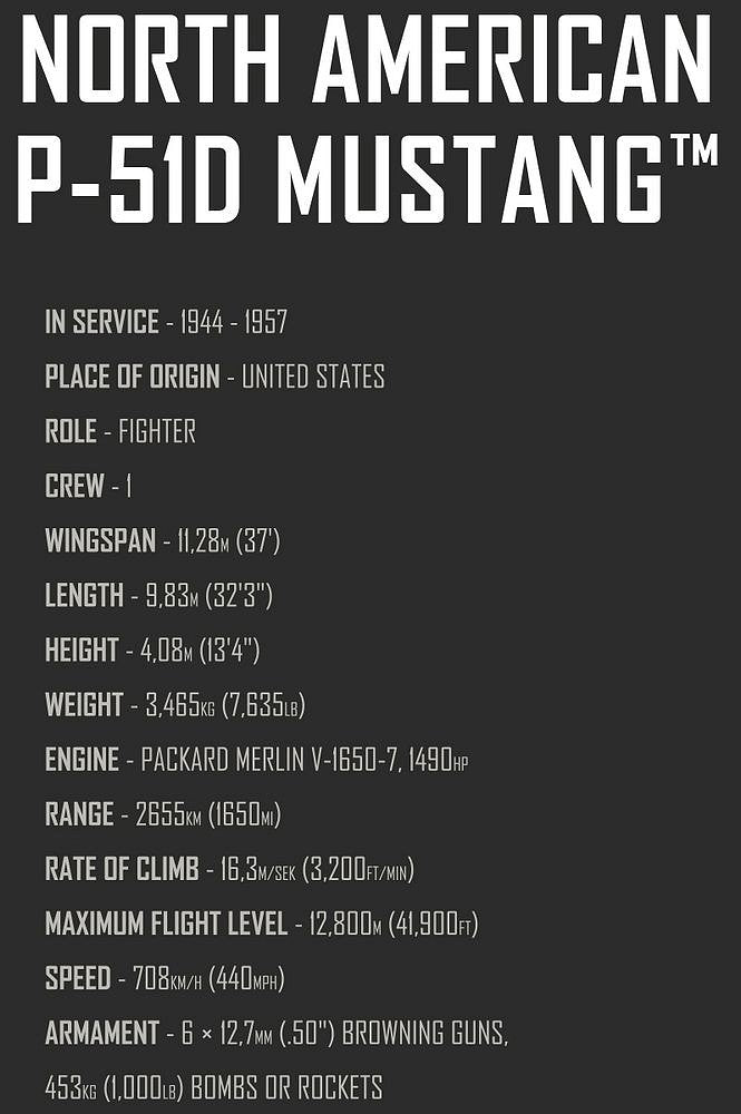 Top Gun Maverick North American P-51D Mustang, 350 Piece Block Kit Technical Information