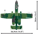 Fairchild Republic A-10 Thunderbolt II Warthog (Desert Storm) , 667 Piece Block Kit Top View Dimensions