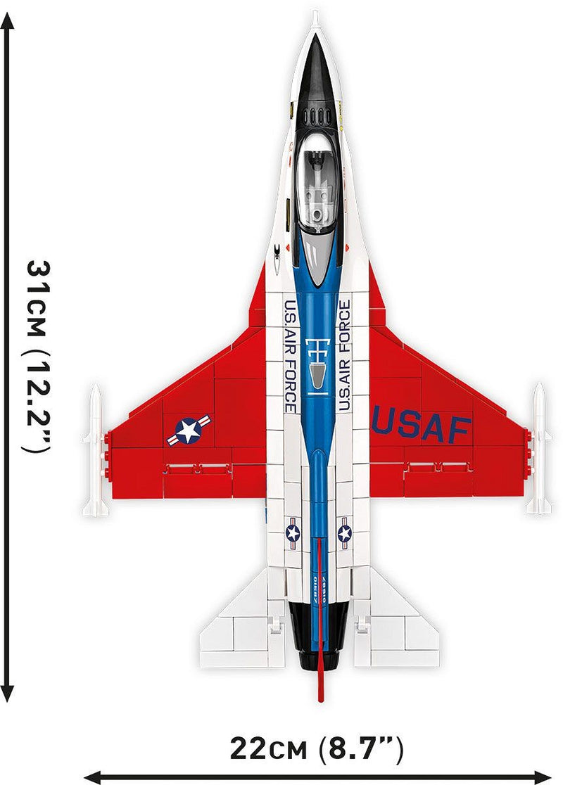 Lockheed Martin F-16 (YF-16) First Flight 1974, 375 Piece Block Kit Top View Dimensions