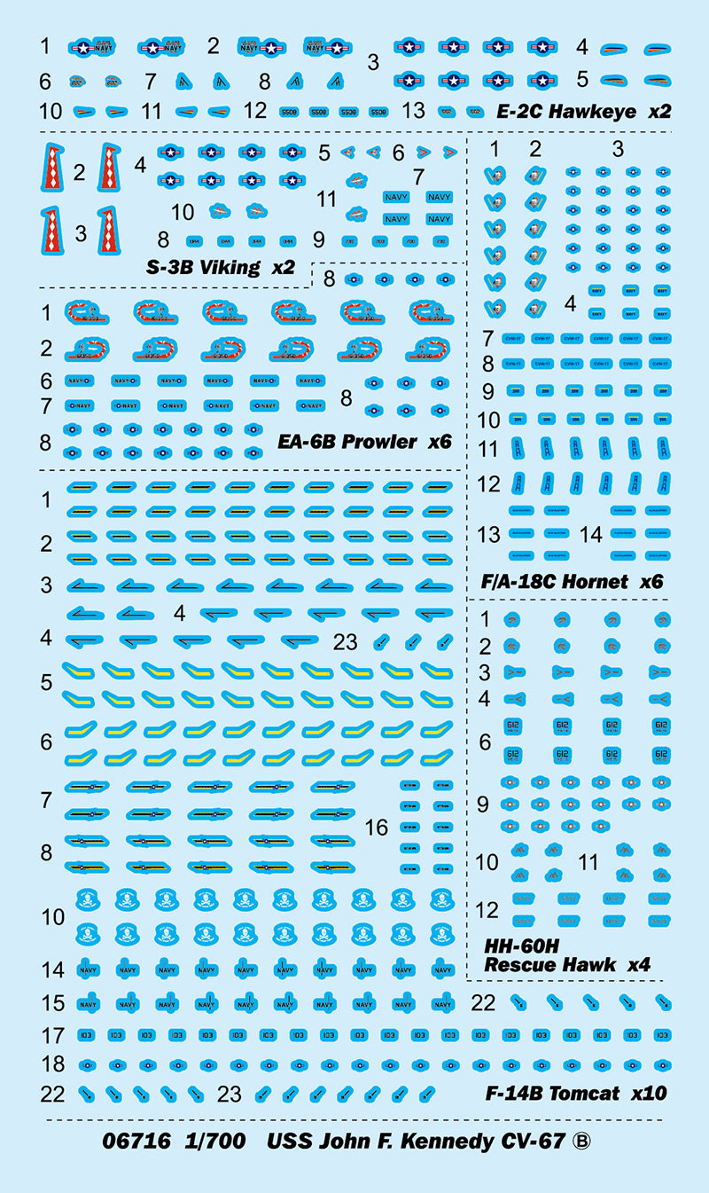 USS John F. Kennedy Aircraft Carrier CV-67, 1:700 Scale Model Kit Decal 2