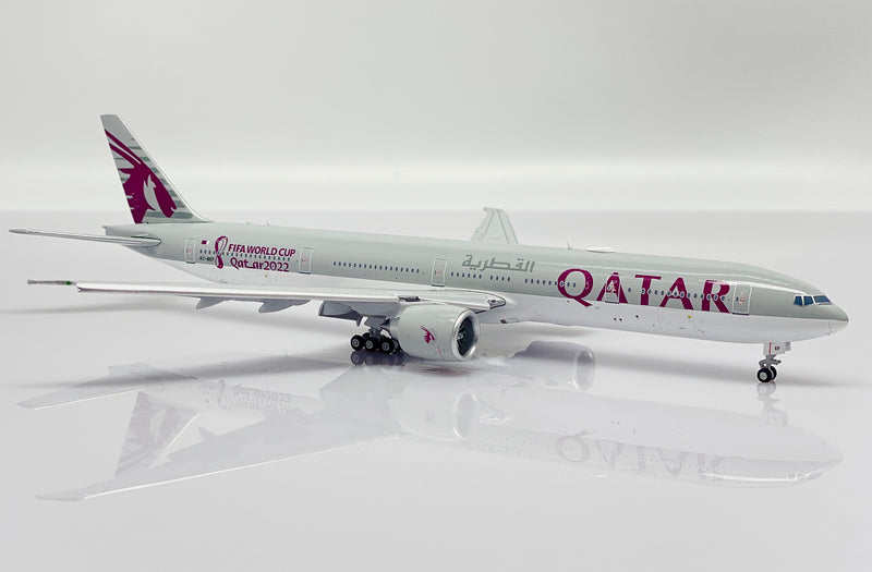 Boeing 777-300ER Qatar Airways “World Cup 2022” (A7-BEF) Flaps Down, 1:400 Scale Diecast Model Right Front View