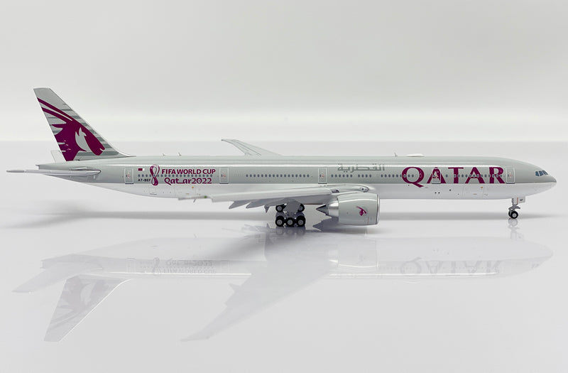 Boeing 777-300ER Qatar Airways “World Cup 2022” (A7-BEF) Flaps Down, 1:400 Scale Diecast Model Right Side View