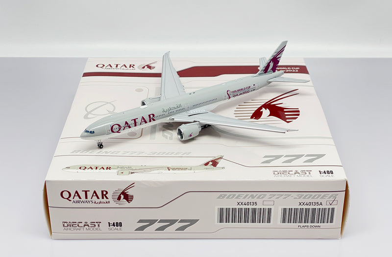 Boeing 777-300ER Qatar Airways “World Cup 2022” (A7-BEF) Flaps Down, 1:400 Scale Diecast Model  On Box