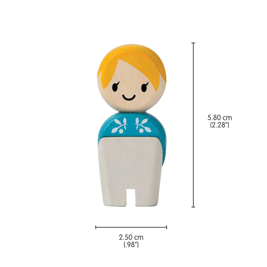 Plan Toys Wooden Doll Family (Light Skin Tone) Dimensions