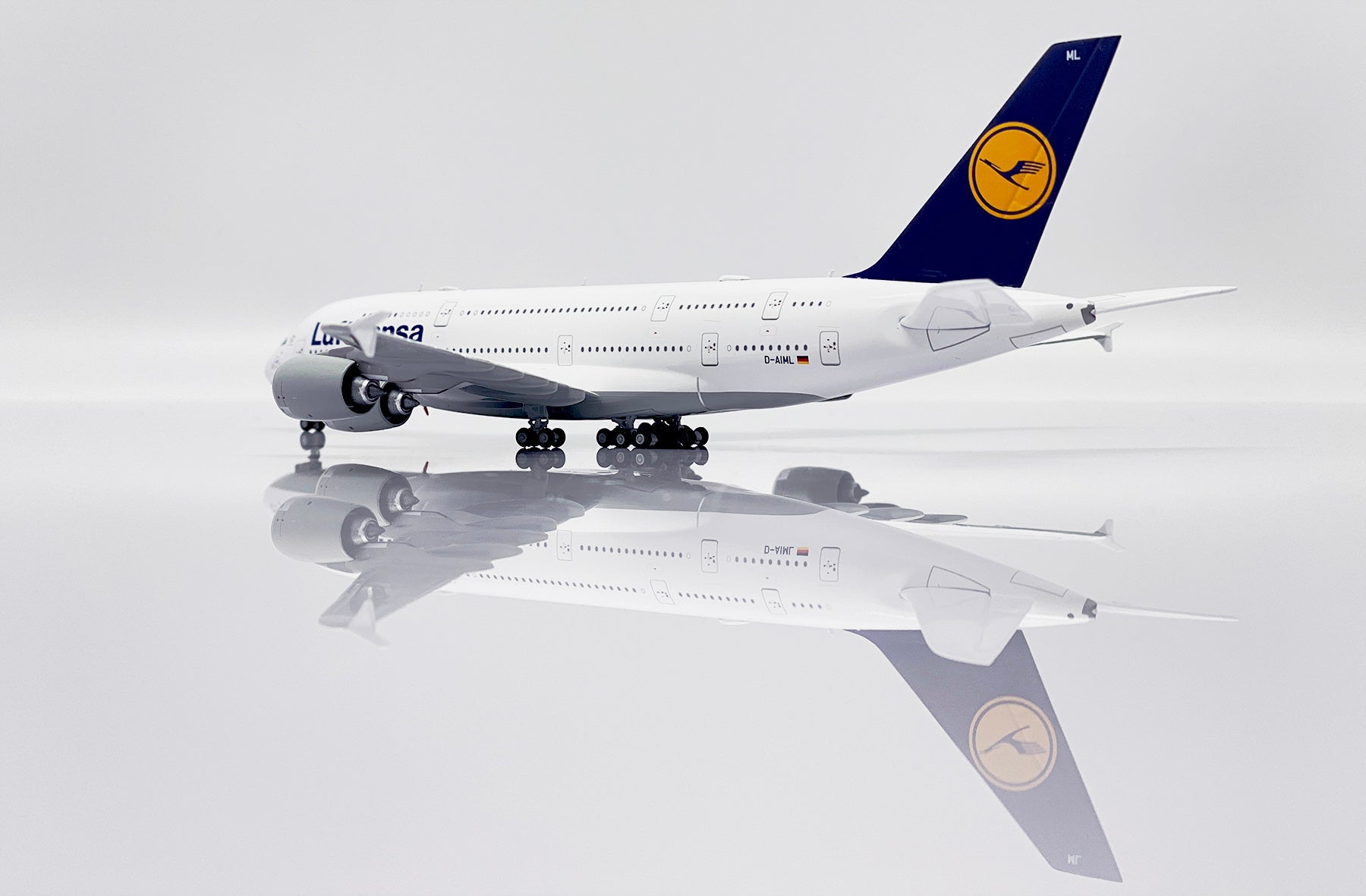 Airbus A380 Lufthansa (D-AIML), 1/400 Scale Diecast Model Left Rear View