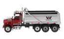 Western Star 4700 SF (Metallic Red) W/ Dump Truck, 1:50 Scale Model Left Side View
