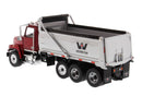 Western Star 4700 SF (Metallic Red) W/ Dump Truck, 1:50 Scale Model Left Rear View