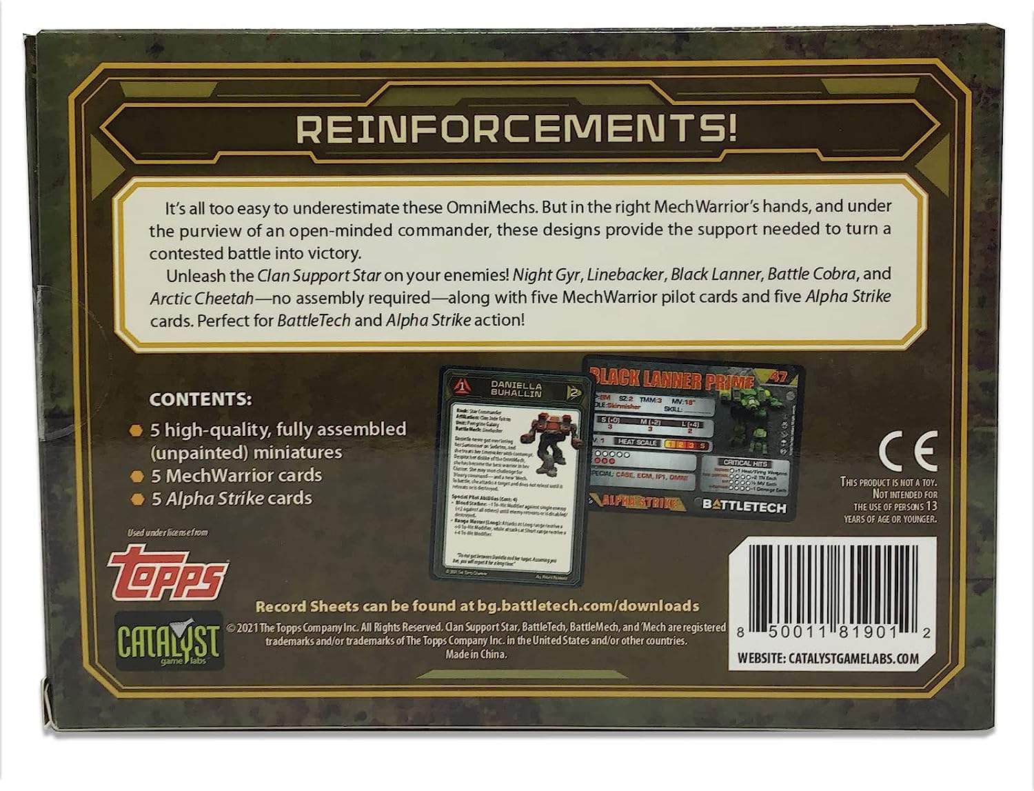 BattleTech ForcePack: Clan Support Star Back Of Box