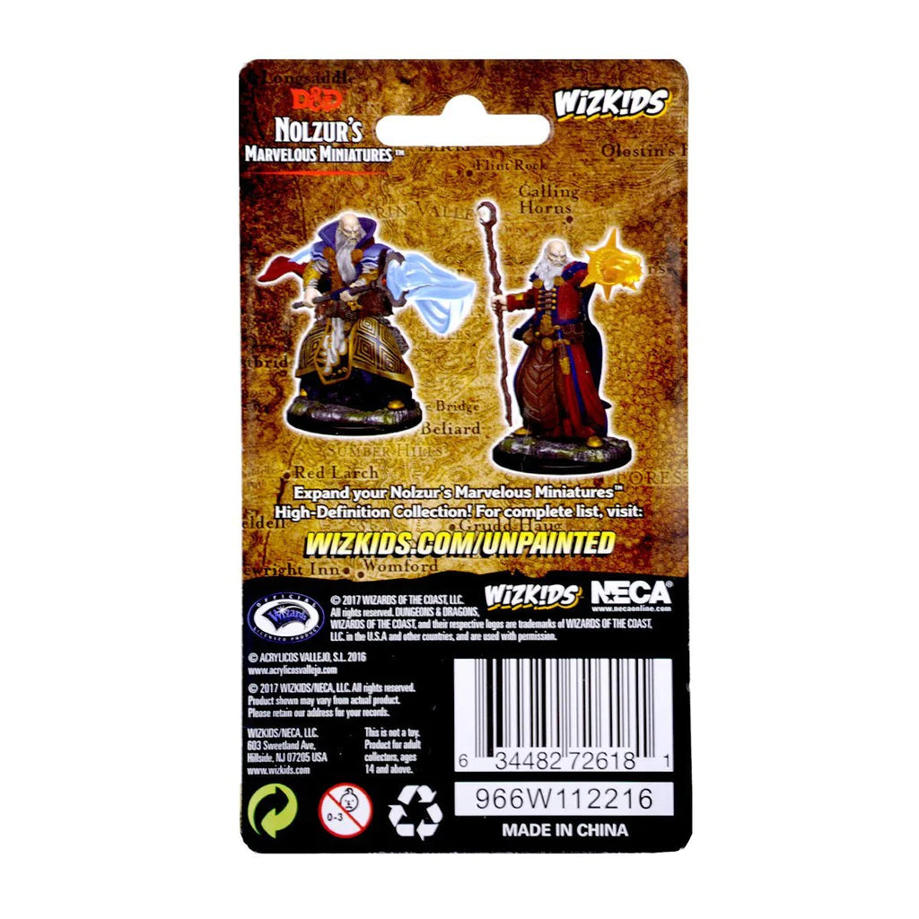 D&D Nolzur’s Marvelous Unpainted Miniatures: Human Wizard Back of Packaging