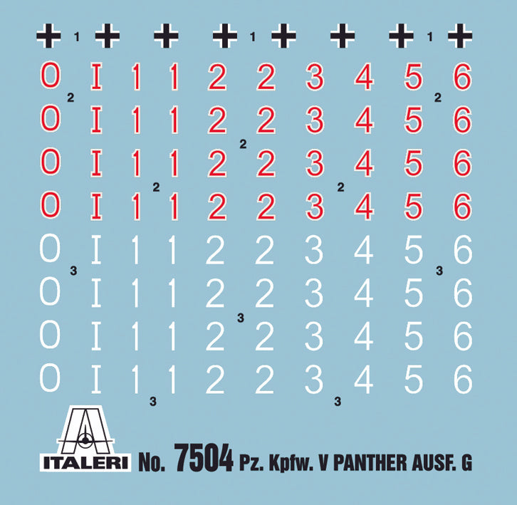 Pz.Kpfw. V Ausf. G Panther Tank (Qty 2 – Fast Assembly) 1/72 Scale Model Kit Decals