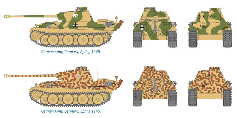 Pz.Kpfw. V Ausf. G Panther Tank (Qty 2 – Fast Assembly) 1/72 Scale Model Kit Paint Scheme