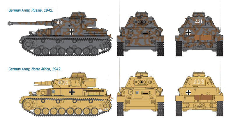 Sd.Kfz. 161 Pz.Kpfw. IV Ausf. F. F1/F2 Tank (Qty 2 – Fast Assembly) 1/72 Scale Model Kit Paint Schemes