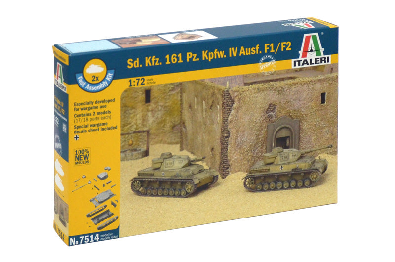 Sd.Kfz. 161 Pz.Kpfw. IV Ausf. F. F1/F2 Tank (Qty 2 – Fast Assembly) 1/72 Scale Model Kit