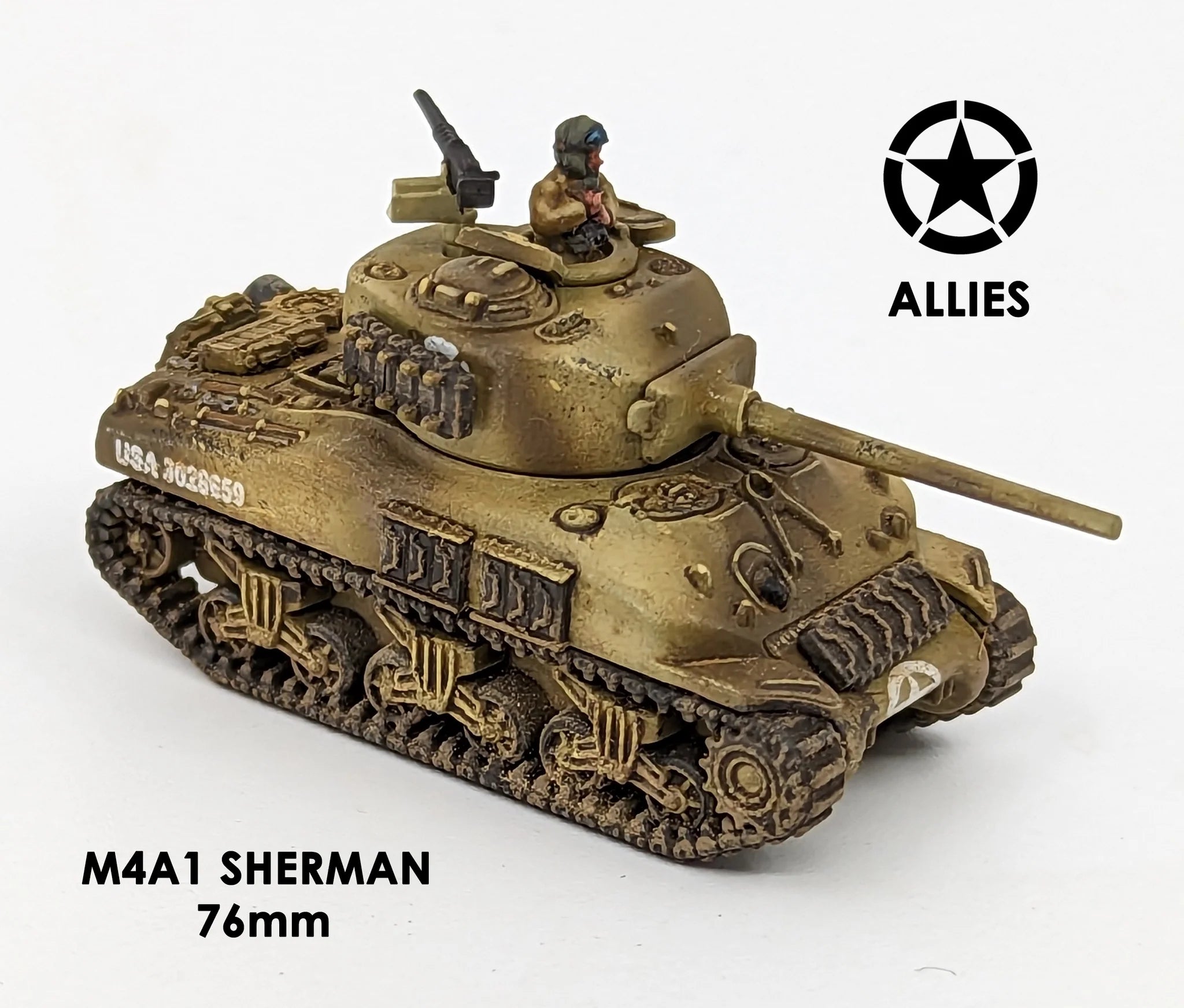 M4A1 Sherman, 1:144 (12 mm) Scale Model Plastic Kit (Set of 6) Example 76mm Gun