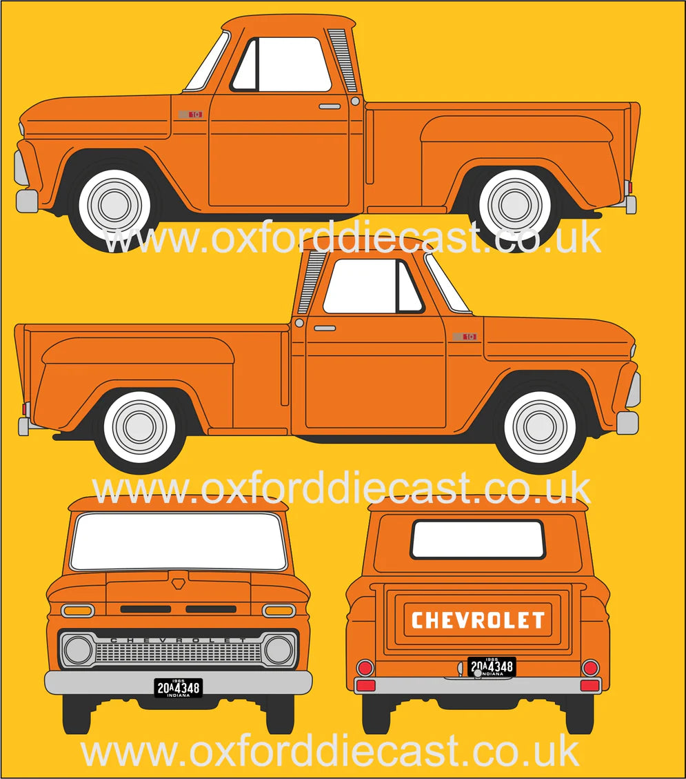 Chevrolet C10 Stepside Pickup 1965 (Orange) 1:87 (HO) Scale Model Illustrations