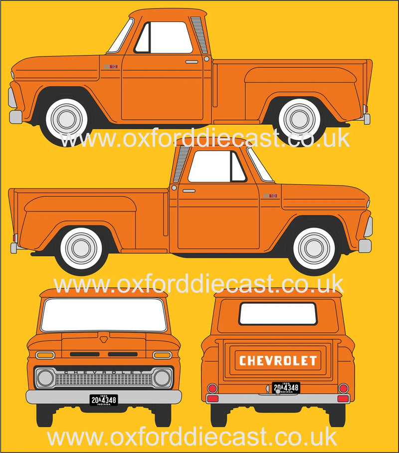 Chevrolet C10 Stepside Pickup 1965 (Orange) 1:87 (HO) Scale Model Illustrations