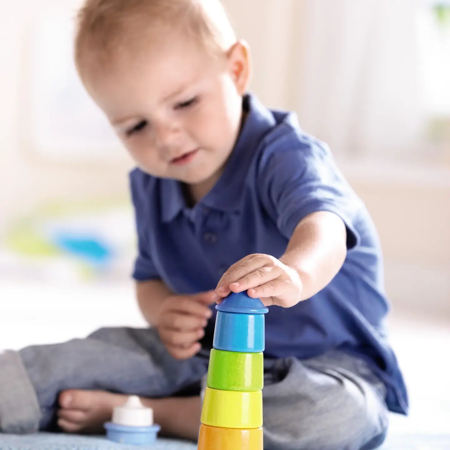 Lighthouse Wooden Rainbow Stacker At Play