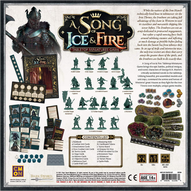 A Song of Ice & Fire Greyjoy Starter Miniatures Game Set Back of Box