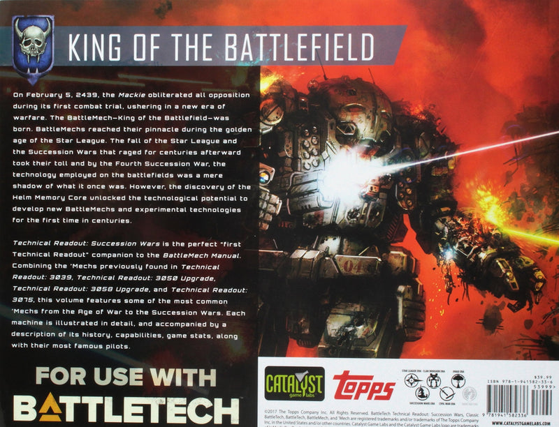 BattleTech: Technical Readout: Succession Wars Back of Book
