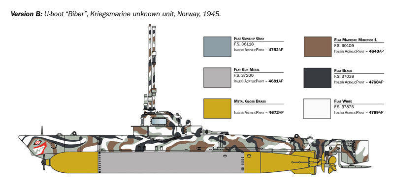 Biber Midget Submarine 1/35 Scale Model Kit Version B