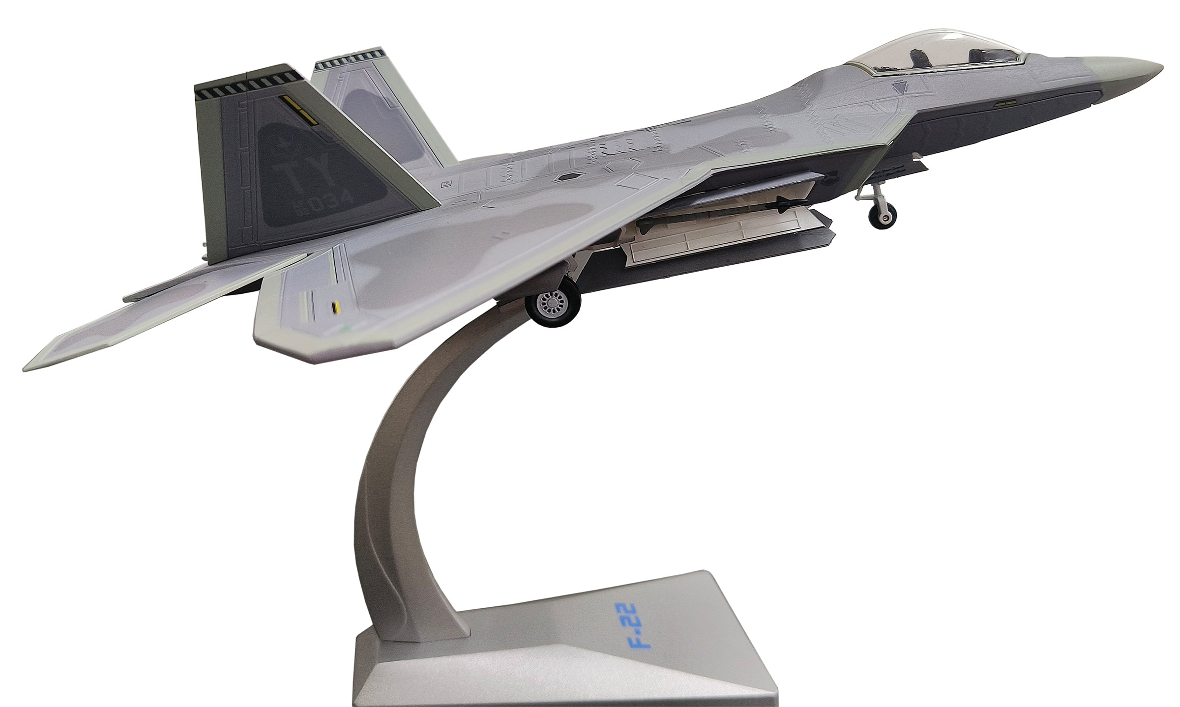 Lockheed Martin F-22 Raptor, 43rd Fighter Squadron “Hornets” 2006, 1:72 Scale Diecast Model Right Side View