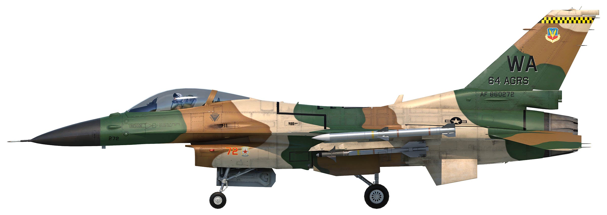 Air Force 1 Lockheed Martin (General Dynamics) F-16C Fighting Falcon (Block 32) 64th AGRS 2007 – 1:100 Scale Diecast Model