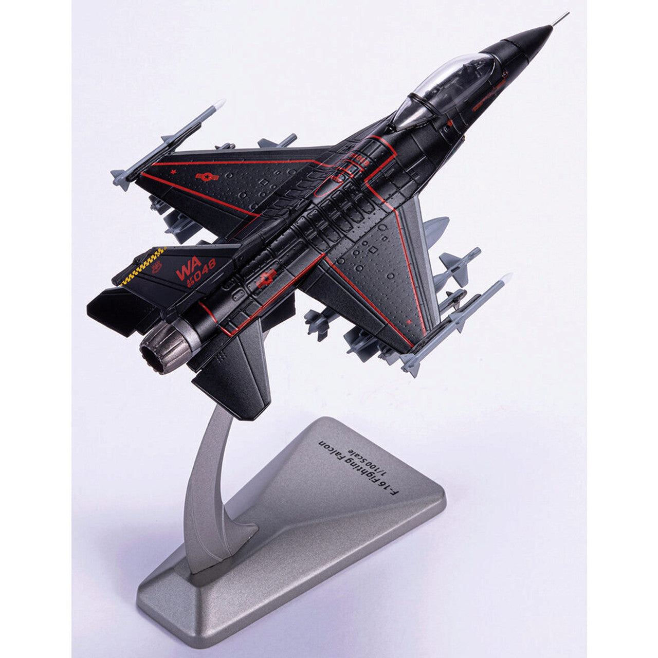 Lockheed Martin (General Dynamics) F-16 Fighting Falcon 64th Aggressor Squadron, 1:100 Scale Diecast Model Right Rear View