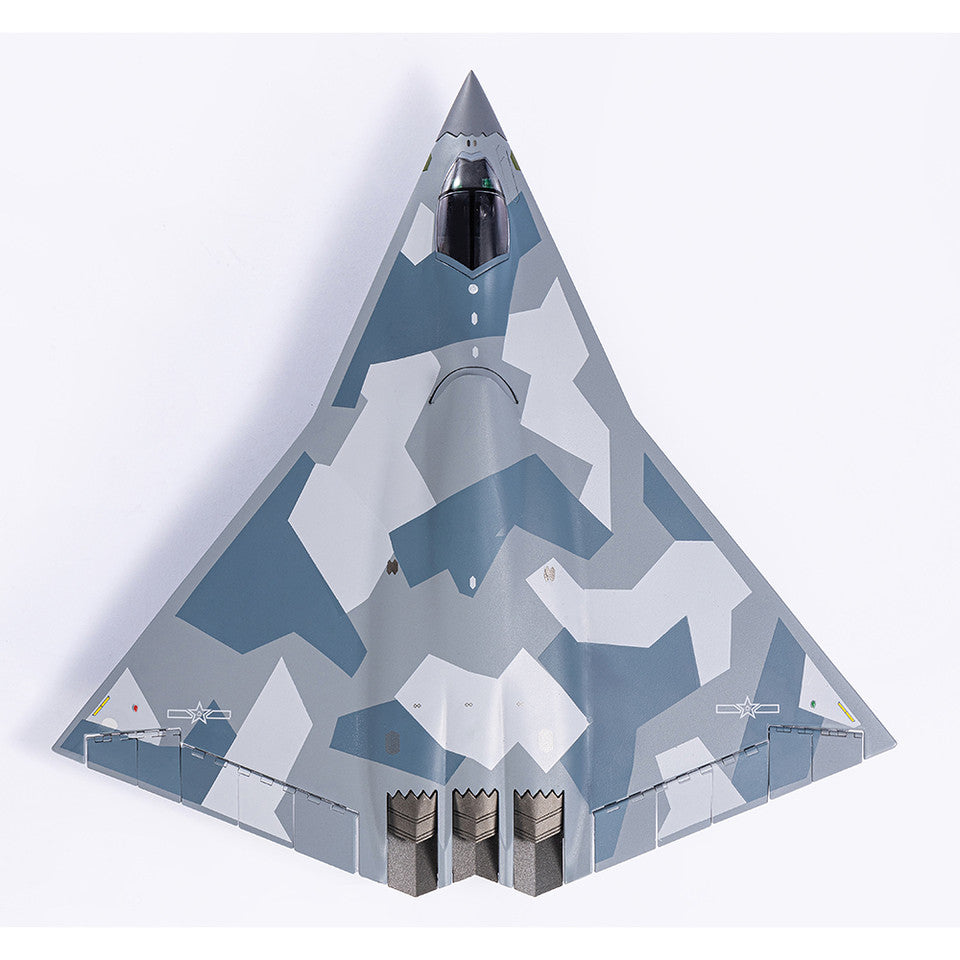 Top down view of Air Force 1 1/100 scale CAC J-36 diecast model showing tailless flying wing planform