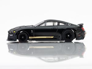 Side view of AFX GT500H HO slot car showing Hertz livery, Shelby 60th badge, and aggressive stance.