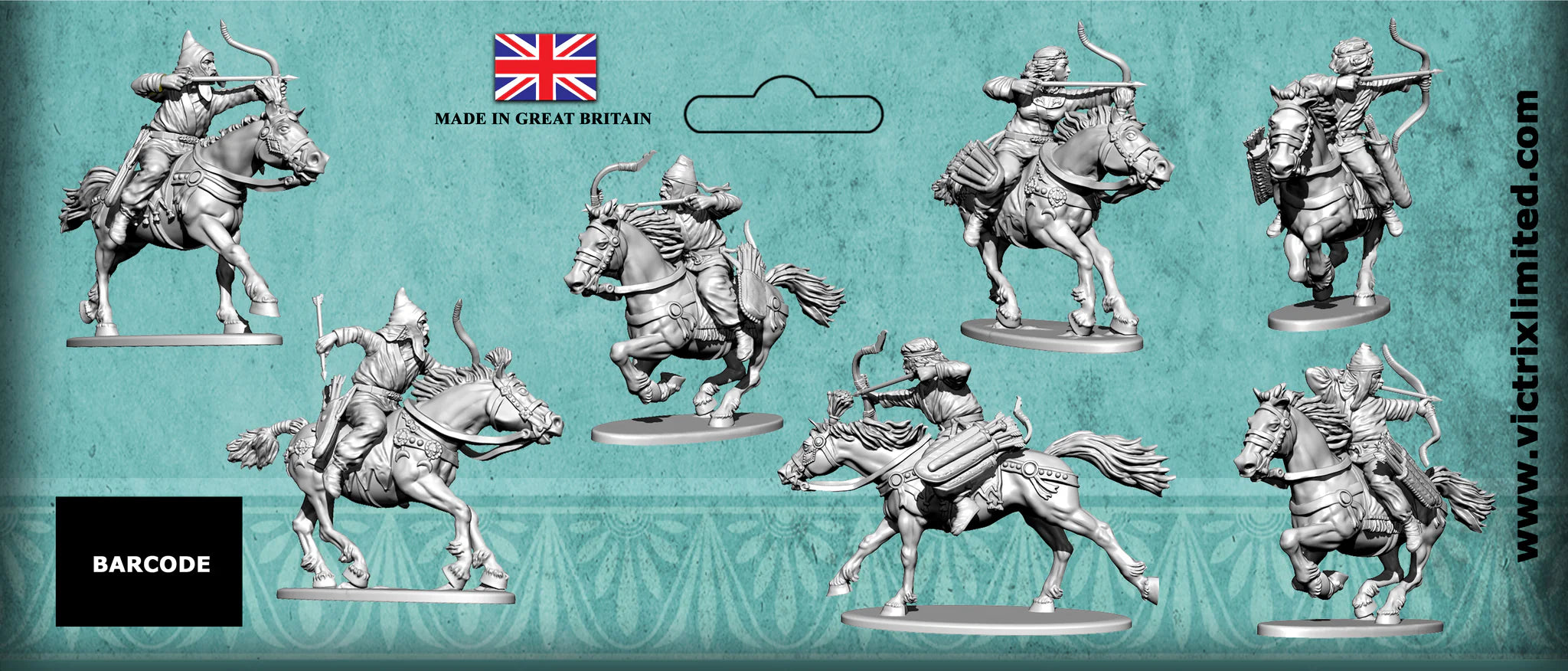 Ancient Horse Archers (Scythians & Parthians), 28 mm Scale Model Plastic Figures Back of Card
