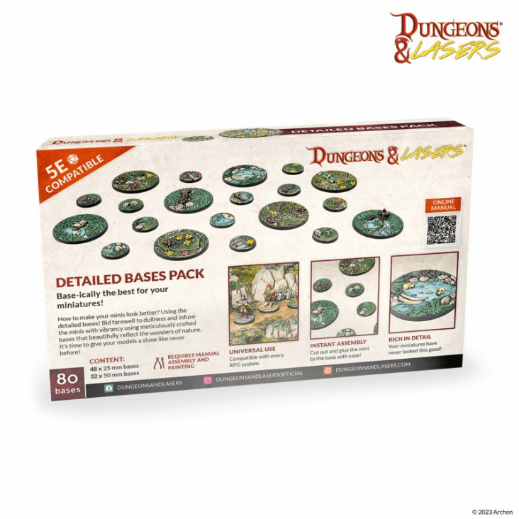 Dungeons and Lasers Detailed Bases Pack box back 