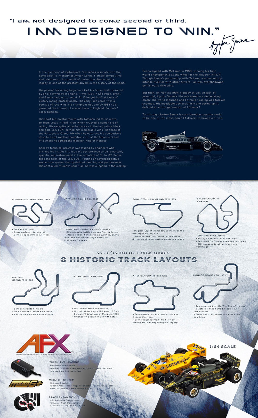 Car Racing Limited Run AFX Racing | Ayrton Senna Limited Edition HO Slot Car Race Track Set ...