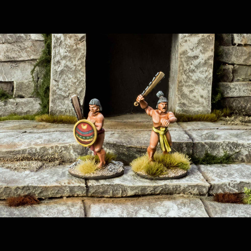 Aztec Warriors 28 mm Scale Model Plastic Figures Close Up