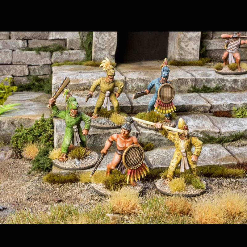 Aztec Warriors 28 mm Scale Model Plastic Figures Temple Defenders Close Up