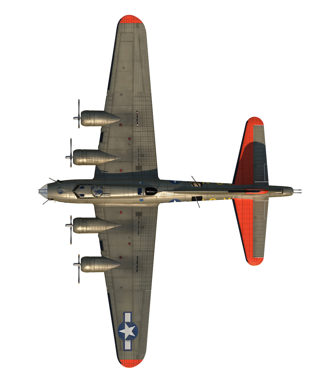 Boeing B-17G Flying Fortress “Man O’ War II” 322nd Bombardment Squadron 1944, 1:72 Scale Diecast Model Illustration Top View