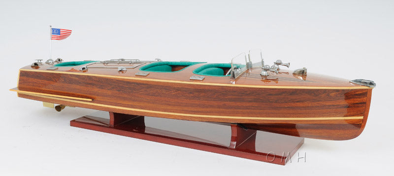 Chris Craft Triple Cockpit, Wooden Scale Model Starboard Bow View