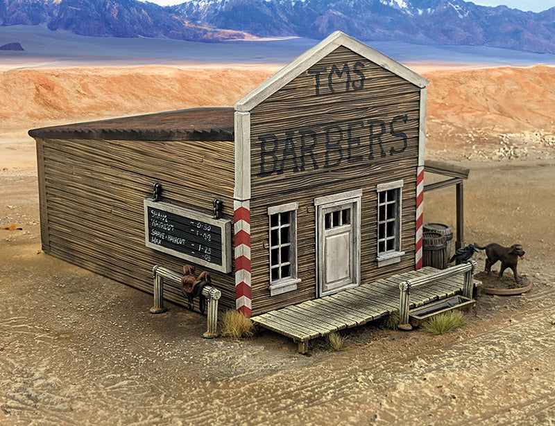 Dead Man’s Hand Barber Shop 28 mm Scale Model Plastic Scenery