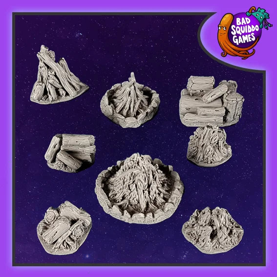 Bonfires & Log Piles (8) 28 mm Scale Models Unpainted