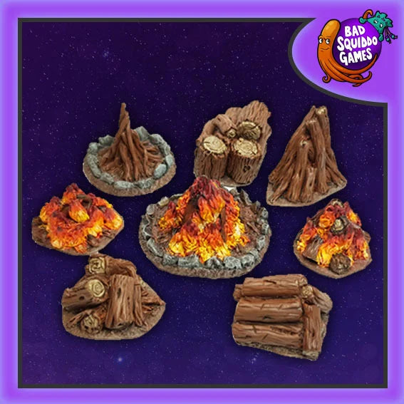 Bonfires & Log Piles (8) 28 mm Scale Models