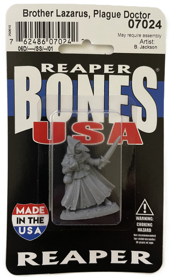 Brother Lazarus Plague Doctor Human Cleric 28 mm Scale Plastic Figure Reaper Miniatures Bones USA Packaging