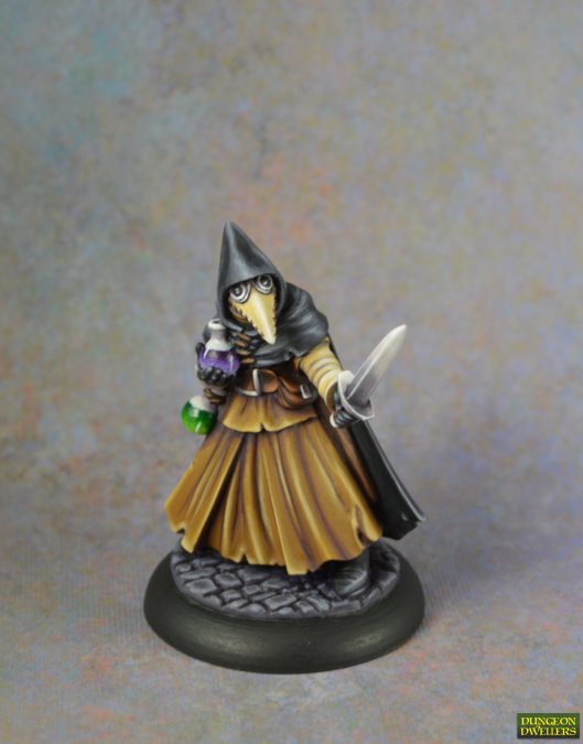 Brother Lazarus Plague Doctor Human Cleric 28 mm Scale Plastic Figure - Bones USA Collection Side View