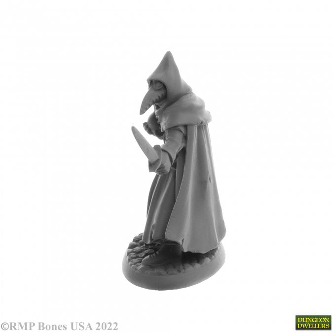 Brother Lazarus Plague Doctor Human Cleric 28 mm Scale Plastic Figure Unpainted Side View Reaper Miniatures