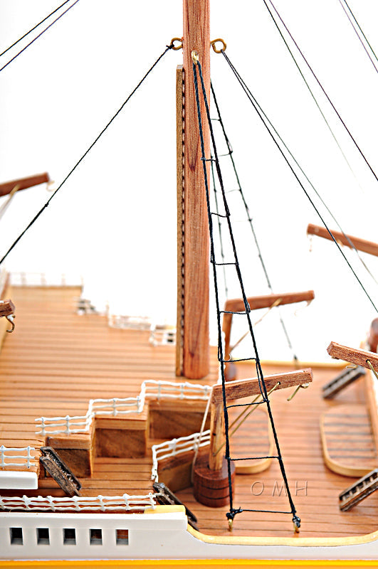 RMS Titanic (Large) Wooden Scale Model Aft Mast Close Up