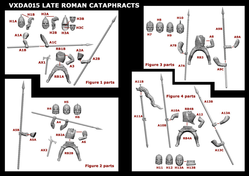 Late Roman Cataphracts, 28 mm Scale Model Plastic Figures Rider Parts