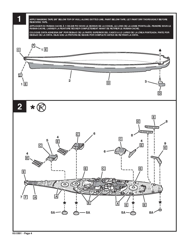 USS Missouri Battleship BB-63, 1/535 Scale Model Kit Instructions Page 4