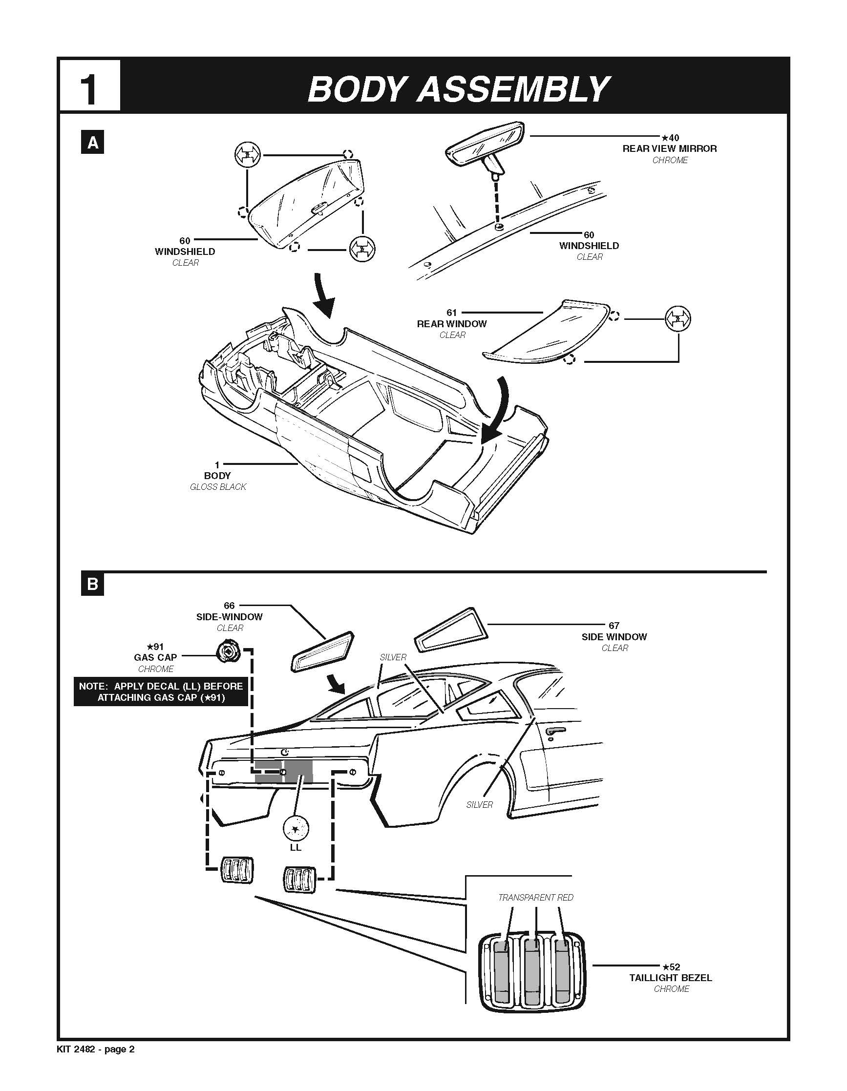 1966 Shelby Mustang GT350H 1/24 Scale Model Kit Instructions Page 2