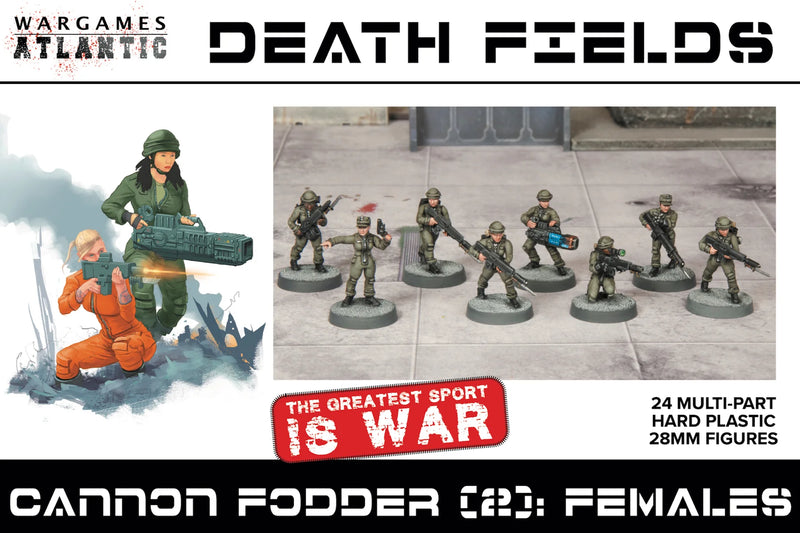 Cannon Fodder 2 Females, 28 mm Scale Model Plastic Figures