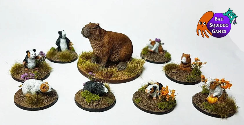 Charles - Giant Capybara 28 mm Scale Model Metal Figure with Other Animals