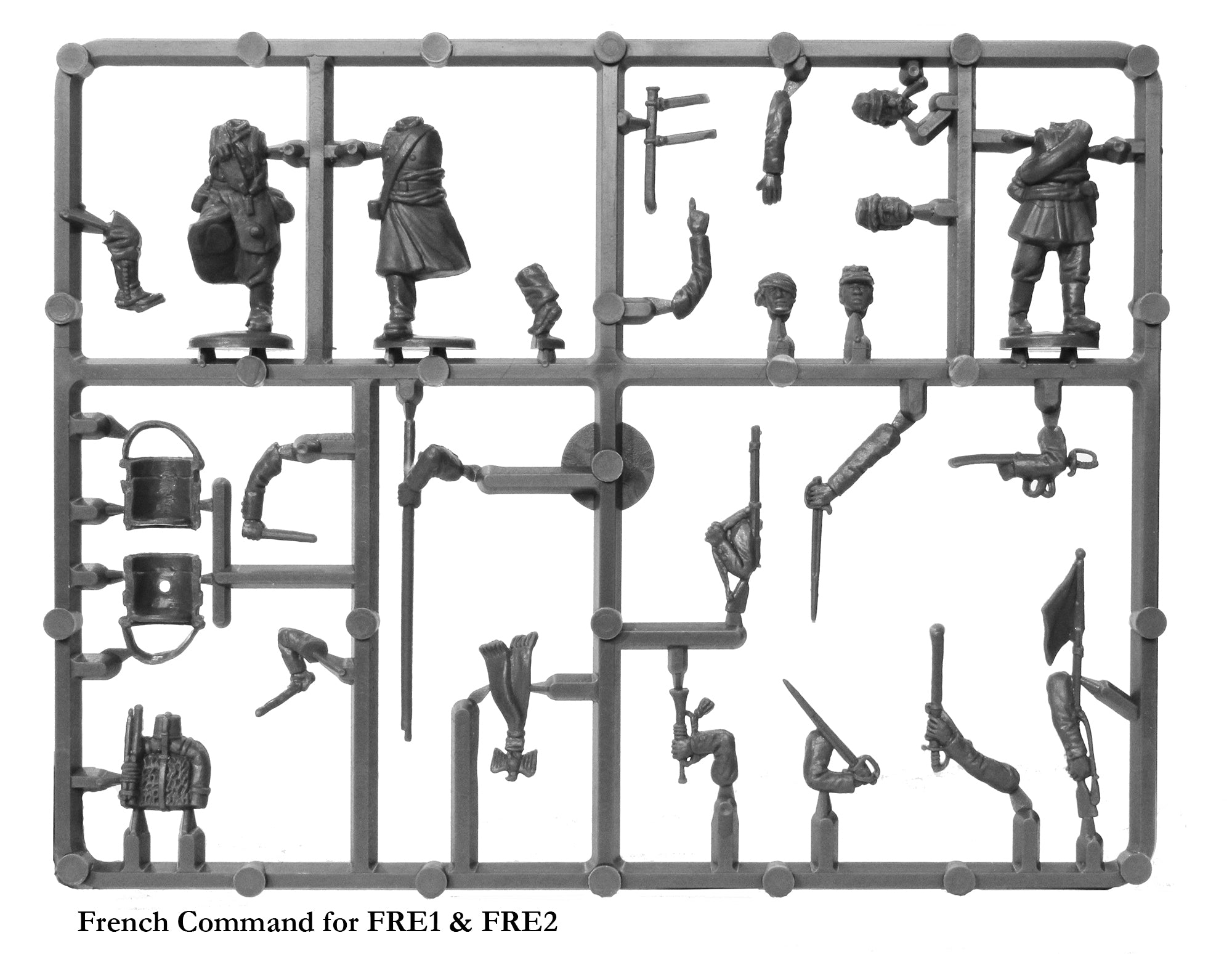 Franco-Prussian War 1870 – 1871 French Infantry Firing, 28 mm Scale Model Plastic Figures Command Frame